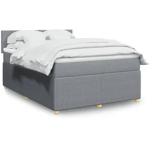 vidaXL Sommier à lattes de lit avec matelas Gris clair 160x200cm Tissu pas cher