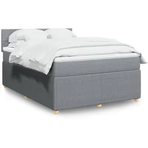 vidaXL Sommier à lattes de lit avec matelas Gris clair 160x200cm Tissu pas cher