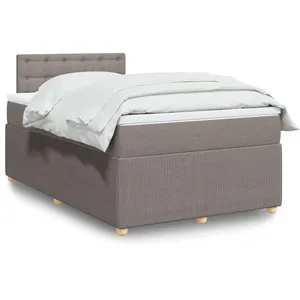 vidaXL Sommier à lattes de lit avec matelas Taupe 120x200 cm Tissu pas cher