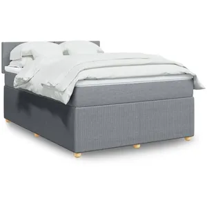 vidaXL Sommier à lattes de lit avec matelas Gris clair 140x200cm Tissu pas cher
