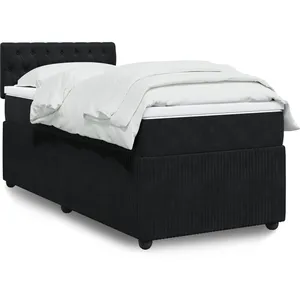 vidaXL Sommier à lattes de lit et matelas Noir 80x200 cm Velours pas cher