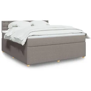 vidaXL Sommier à lattes de lit avec matelas Taupe 180x200 cm Tissu pas cher