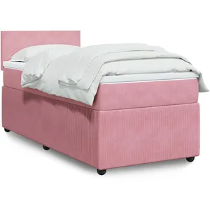 vidaXL Sommier à lattes de lit et matelas Rose 80x200 cm Velours pas cher