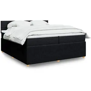 vidaXL Sommier à lattes de lit avec matelas Noir 200x200 cm Tissu pas cher