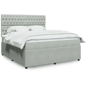 vidaXL Sommier à lattes de lit et matelas Gris clair 180x200cm Velours pas cher