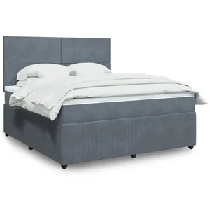 vidaXL Sommier à lattes de lit et matelas Gris foncé 180x200cm Velours pas cher