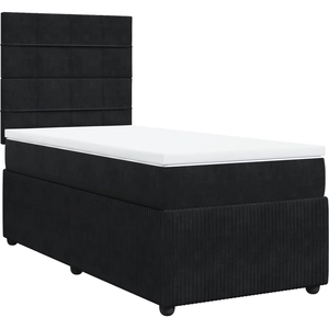 vidaXL Sommier à lattes de lit et matelas Noir 160x200 cm Velours pas cher