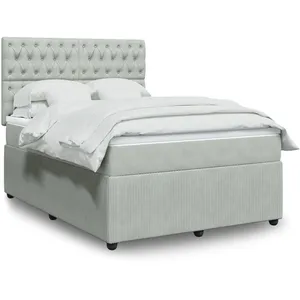 Comparateur de prix : vidaXL Sommier à lattes de lit et matelas Gris clair 140x190cm Velours
