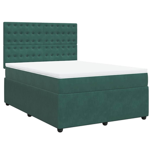 vidaXL Sommier à lattes de lit et matelas Vert foncé 160x200cm Velours pas cher