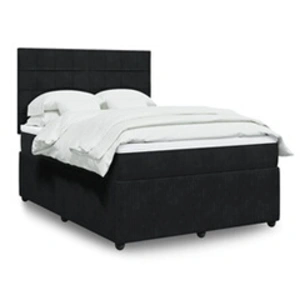 vidaXL Sommier à lattes de lit avec matelas Noir 140x200 cm Velours pas cher