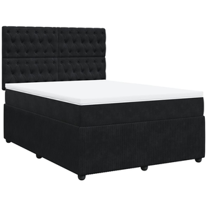 vidaXL Sommier à lattes de lit avec matelas Noir 140x200 cm Velours pas cher