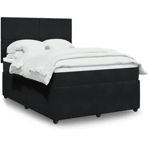 vidaXL Sommier à lattes de lit avec matelas Noir 140x190 cm Velours