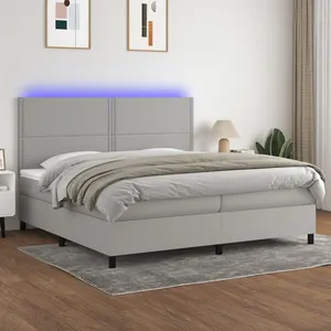 vidaXL Sommier à lattes de lit et matelas Gris clair 140x190cm Velours pas cher