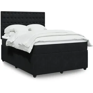 vidaXL Sommier à lattes de lit avec matelas Noir 140x200 cm Velours pas cher