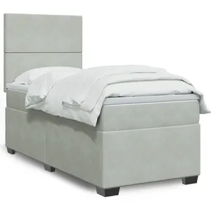 vidaXL Sommier à lattes de lit et matelas Gris clair 90x190 cm Velours pas cher