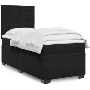 vidaXL Sommier à lattes de lit avec matelas Noir 90x190 cm Velours pas cher