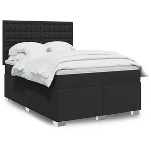 vidaXL Sommier à lattes de lit avec matelas Noir 140x190 cm Similicuir pas cher