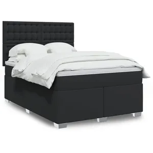 vidaXL Sommier à lattes de lit avec matelas Noir 140x200 cm Similicuir pas cher