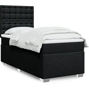 vidaXL Sommier à lattes de lit avec matelas Noir 100x200 cm Tissu pas cher
