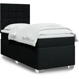 vidaXL Sommier à lattes de lit avec matelas Noir 100x200 cm Tissu pas cher