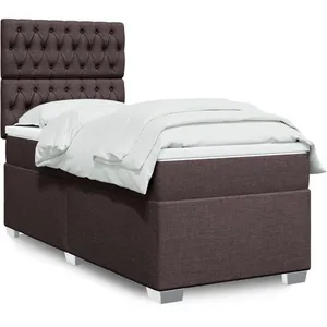 vidaXL Sommier à lattes de lit avec matelas Marron foncé 90x200 cm pas cher