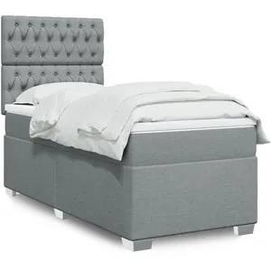 vidaXL Sommier à lattes de lit et matelas Gris clair 90x190 cm Tissu pas cher