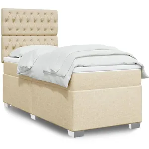 vidaXL Sommier à lattes de lit et matelas Crème 90x190 cm Tissu pas cher