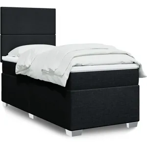 vidaXL Sommier à lattes de lit avec matelas Noir 100x200 cm Tissu pas cher