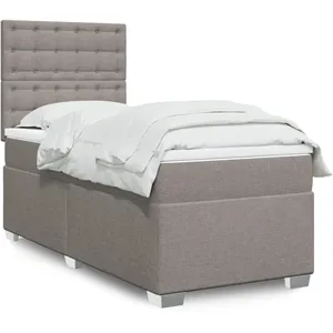 vidaXL Sommier à lattes de lit avec matelas Taupe 90x200 cm Tissu pas cher