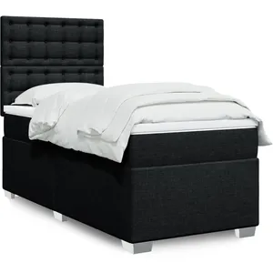 vidaXL Sommier à lattes de lit avec matelas Noir 90x190 cm Tissu pas cher