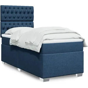 vidaXL Sommier à lattes de lit avec matelas Bleu 80x200 cm Tissu