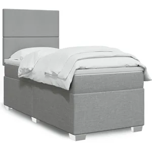 vidaXL Sommier à lattes de lit et matelas Gris clair 90x190 cm Tissu pas cher