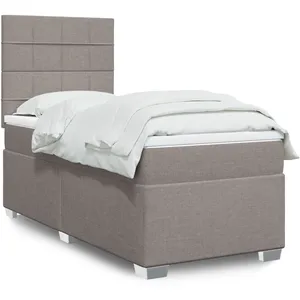 vidaXL Sommier à lattes de lit avec matelas Taupe 90x200 cm Tissu pas cher