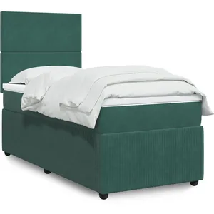 vidaXL Sommier à lattes de lit et matelas Vert foncé 80x200 cm Velours pas cher