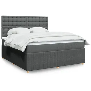 vidaXL Sommier à lattes de lit avec matelas Gris foncé 180x200cm Tissu pas cher