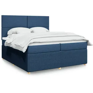vidaXL Sommier à lattes de lit avec matelas Bleu 200x200 cm Tissu pas cher