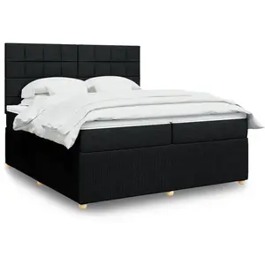 vidaXL Sommier à lattes de lit avec matelas Noir 200x200 cm Tissu pas cher