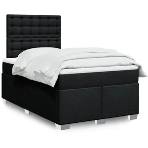 vidaXL Sommier à lattes de lit avec matelas noir 120x190 cm tissu pas cher