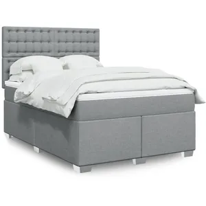 Comparateur de prix : vidaXL Sommier à lattes de lit avec matelas Gris clair 140x190cm Tissu