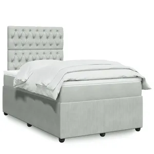 vidaXL Sommier à lattes de lit et matelas Gris clair 120x200cm Velours pas cher