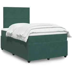 vidaXL Sommier à lattes de lit et matelas Vert foncé 120x200cm Velours pas cher