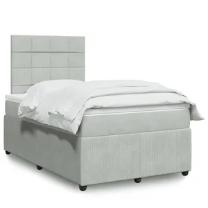 Vidaxl sommier à lattes de lit et matelas gris clair 120x190cm velours pas cher