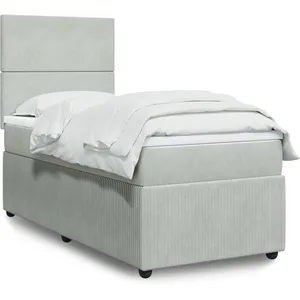 vidaXL Sommier à lattes de lit et matelas Gris clair 100x200cm Velours pas cher