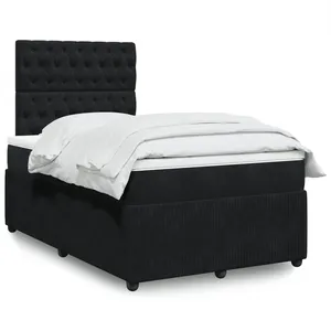 vidaXL Sommier à lattes de lit avec matelas noir 120x190 cm velours pas cher