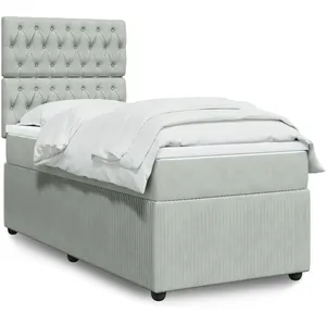 vidaXL Sommier à lattes de lit et matelas Gris clair 100x200cm Velours pas cher