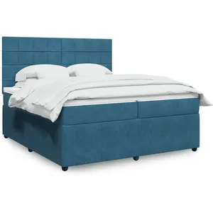 vidaXL Sommier à lattes de lit et matelas Bleu foncé 200x200cm Velours pas cher