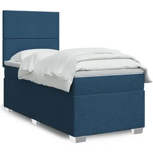 vidaXL Sommier à lattes de lit avec matelas Bleu 80x200 cm Tissu pas cher