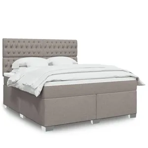 vidaXL Sommier à lattes de lit avec matelas Taupe 180x200 cm Tissu