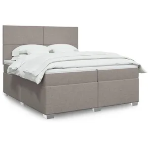vidaXL Sommier à lattes de lit avec matelas Taupe 200x200 cm Tissu pas cher