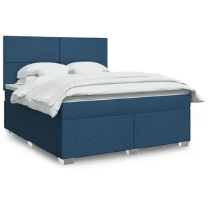 vidaXL Sommier à lattes de lit avec matelas Bleu 180x200 cm Tissu pas cher